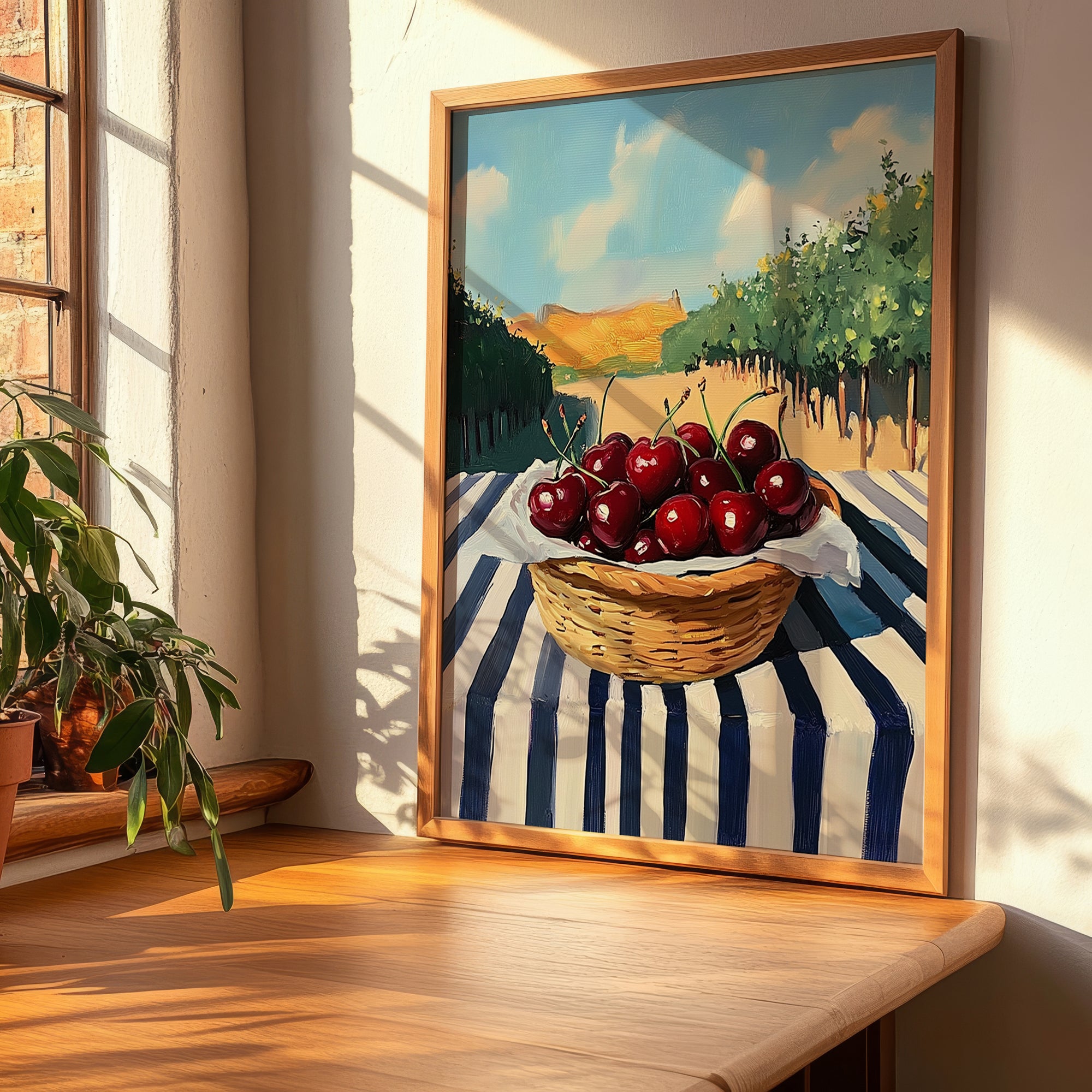 Cherry – Green Valley Landscape, Fruit Poster, clean layout with no caption