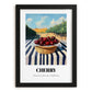 Cherry – Green Valley Landscape, Fruit Poster, in sleek black frame