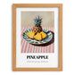 Pineapple – on Striped Tablecloth, Fruit Still Life, set in oak frame