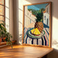 Pineapple – White village Urban Café Scene, Fruit Painting, clean layout with no caption