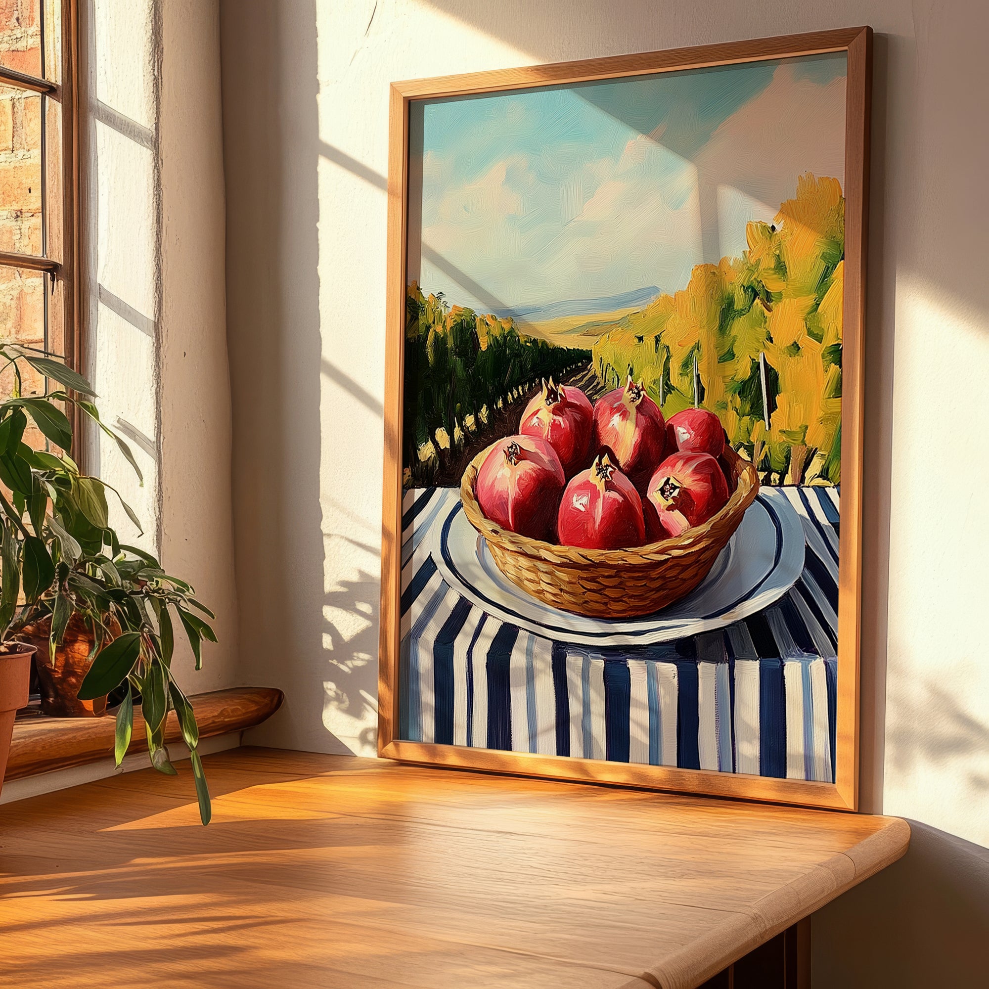 Pomegranate – Green Valley Landscape, Fruit Wall Decor, clean layout with no caption