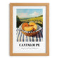 Cantaloupe – Valley Café Scene, Fruit Print, set in oak frame