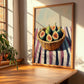 Fig – on Striped Tablecloth, Fruit Still Life, clean layout with no caption