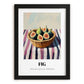 Fig – on Striped Tablecloth, Fruit Still Life, in sleek black frame