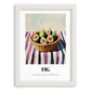 Fig – on Striped Tablecloth, Fruit Still Life, placed in minimal white frame