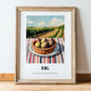 Fig – Valley Café Scene, Fruit Still Life, in wooden frame leaning on the floor
