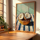 Coconut – on Striped Tablecloth, Fruit Poster, clean layout with no caption