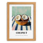 Coconut – on Striped Tablecloth, Fruit Poster, set in oak frame