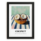 Coconut – on Striped Tablecloth, Fruit Poster, in sleek black frame
