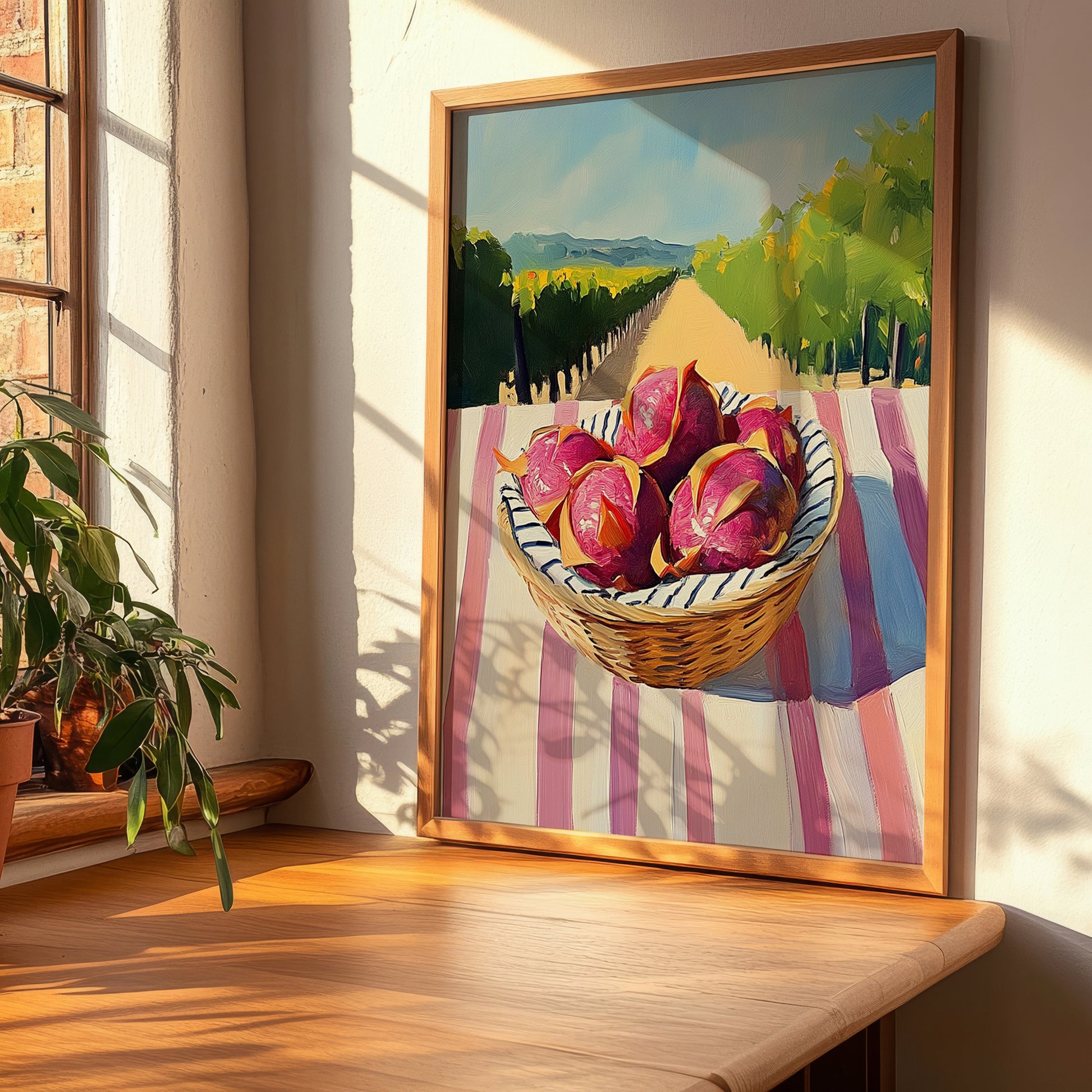 Dragon Fruit – Valley Café Scene, Fruit Poster, clean layout with no caption