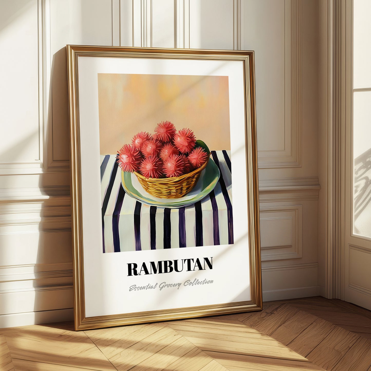 Rambutan – on Striped Tablecloth, Vegetable Wall Decor