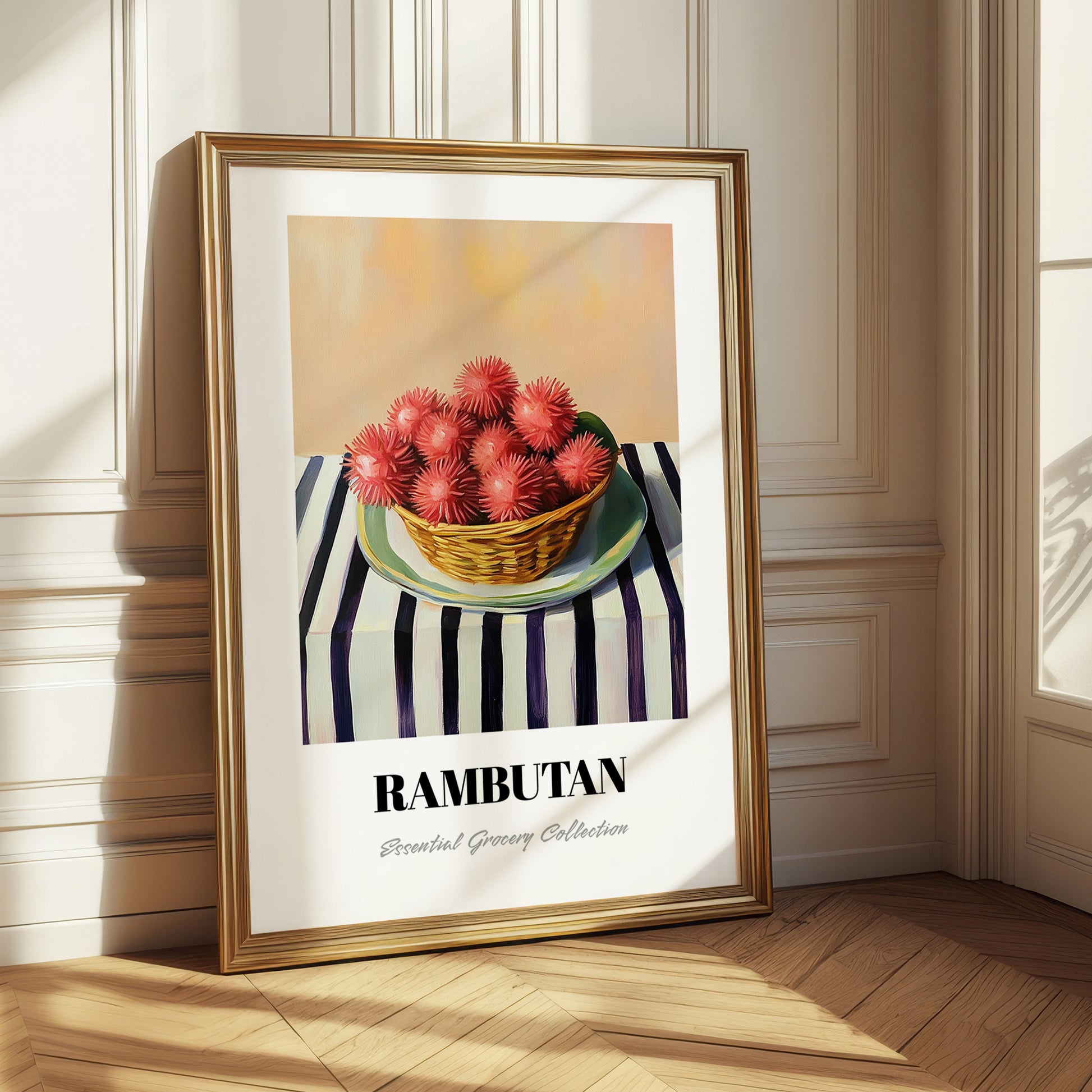 Rambutan – on Striped Tablecloth, Vegetable Wall Decor