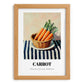 Carrot – on Striped Tablecloth, Vegetable Wall Decor, set in oak frame