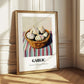 Garlic – on Striped Tablecloth, Vegetable Wall Art