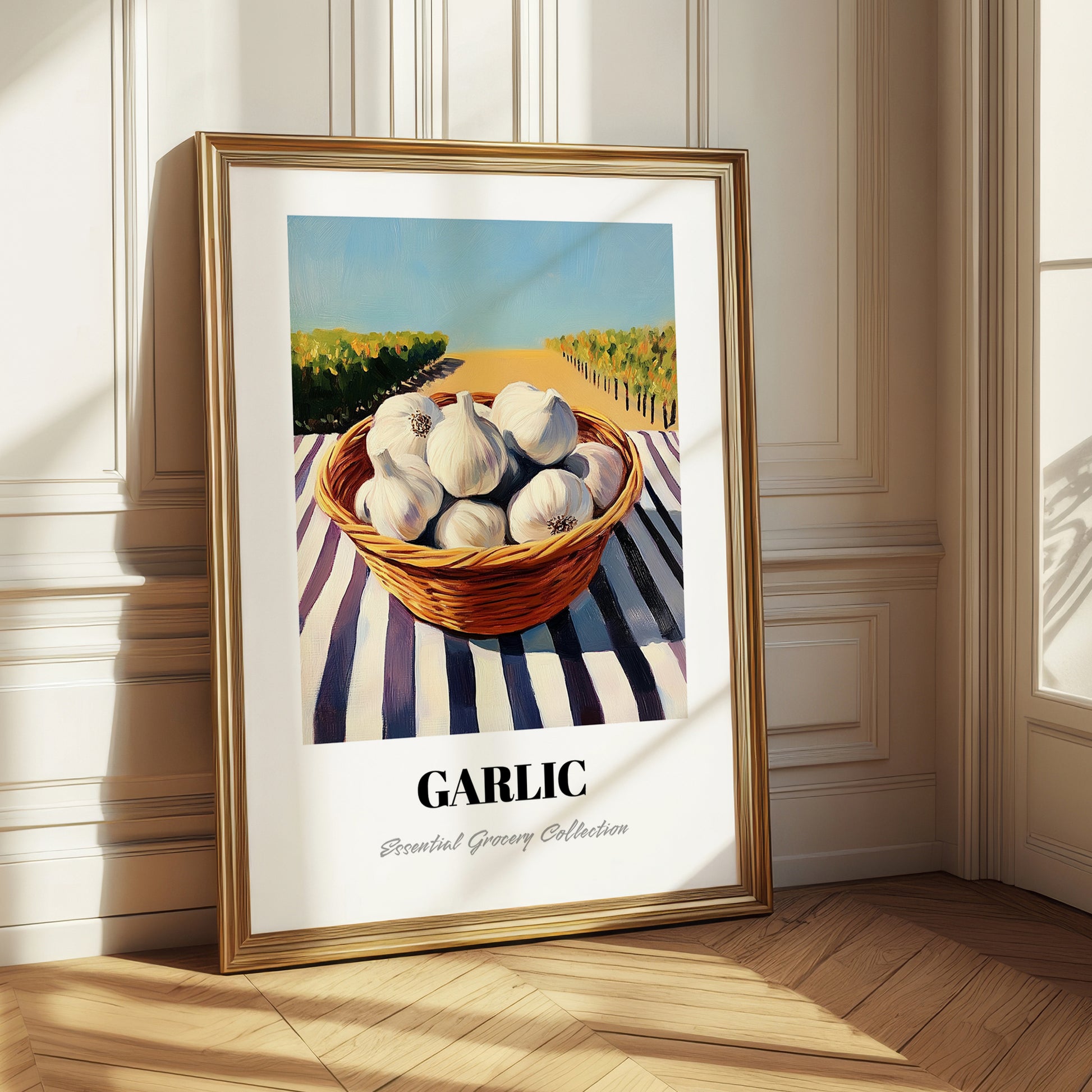 Garlic – Green Valley Landscape, Vegetable Poster