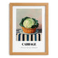 Cabbage – on Striped Tablecloth, Vegetable Poster, set in oak frame