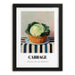 Cabbage – on Striped Tablecloth, Vegetable Poster, in sleek black frame