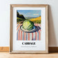 Cabbage – Valley Café Scene, Vegetable Still Life, in wooden frame leaning on the floor