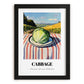 Cabbage – Valley Café Scene, Vegetable Still Life, in sleek black frame