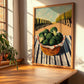 Broccoli – Valley Café Scene, Vegetable Wall Decor, clean layout with no caption