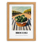 Broccoli – Valley Café Scene, Vegetable Wall Decor, set in oak frame