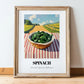 Spinach – Green Valley Landscape, Vegetable Print, in wooden frame leaning on the floor