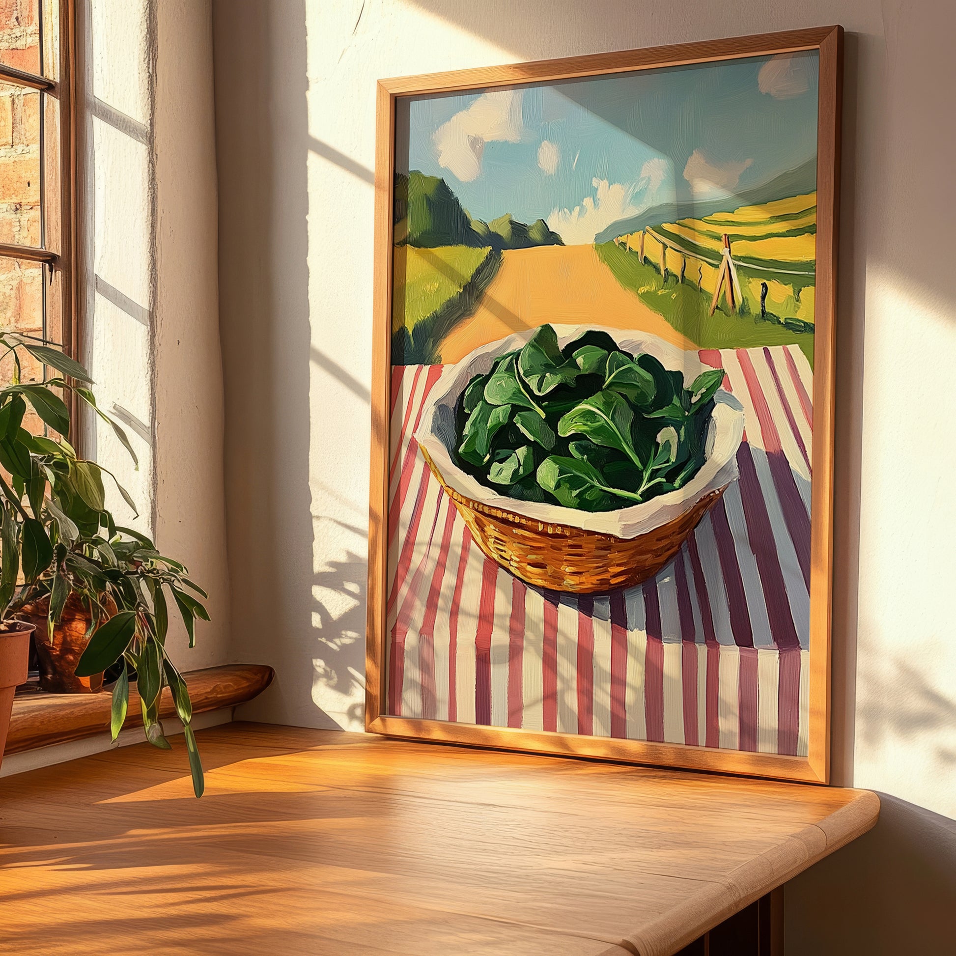 Spinach – Green Valley Landscape, Vegetable Print, clean layout with no caption