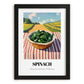 Spinach – Green Valley Landscape, Vegetable Print, in sleek black frame