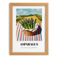 Asparagus – Valley Café Scene, Vegetable Wall Decor, set in oak frame