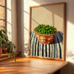 Peas – on Striped Tablecloth, Vegetable Wall Print, clean layout with no caption