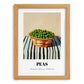 Peas – on Striped Tablecloth, Vegetable Wall Print, set in oak frame