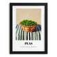 Peas – on Striped Tablecloth, Vegetable Wall Print, in sleek black frame