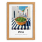 Peas – White village Outdoor Café Scene, Vegetable Print, set in oak frame