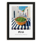 Peas – White village Outdoor Café Scene, Vegetable Print, in sleek black frame