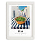 Peas – White village Outdoor Café Scene, Vegetable Print, placed in minimal white frame