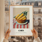 Corn – on Striped Tablecloth, Vegetable Wall Painting, styled in a charming Paris street view