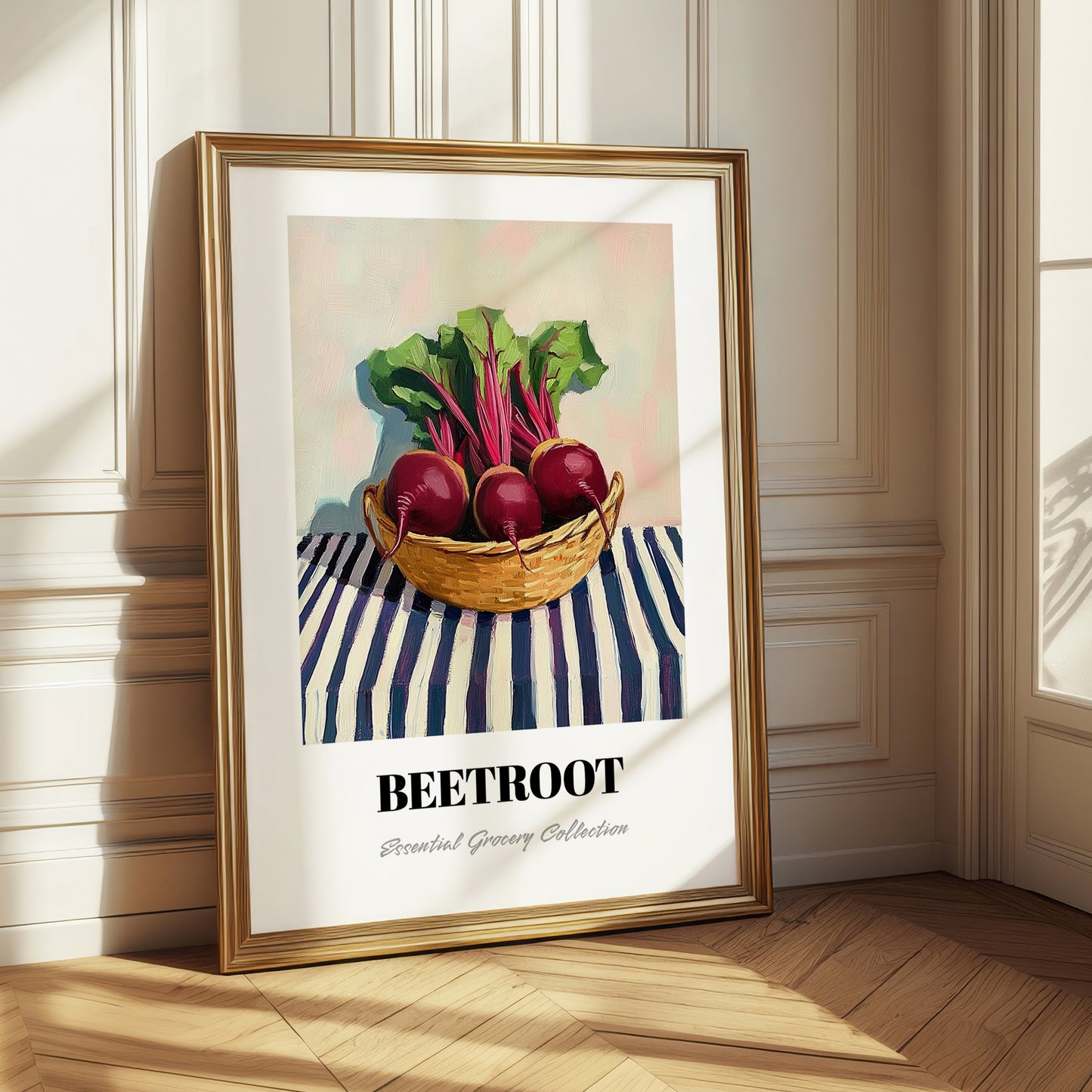 Beetroot – on Striped Tablecloth, Vegetable Poster