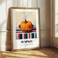 Pumpkin – on Striped Tablecloth, Vegetable Print