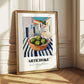 Artichoke – White village Urban Café Scene, Vegetable Print