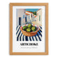 Artichoke – White village Urban Café Scene, Vegetable Print, set in oak frame