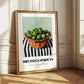 Brussels Sprouts – on Striped Tablecloth, Vegetable Poster