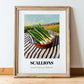 Scallions – Valley Café Scene, Vegetable Still Life, in wooden frame leaning on the floor