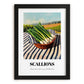 Scallions – Valley Café Scene, Vegetable Still Life, in sleek black frame