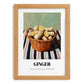 Ginger – on Striped Tablecloth, Vegetable Wall Illustration, set in oak frame
