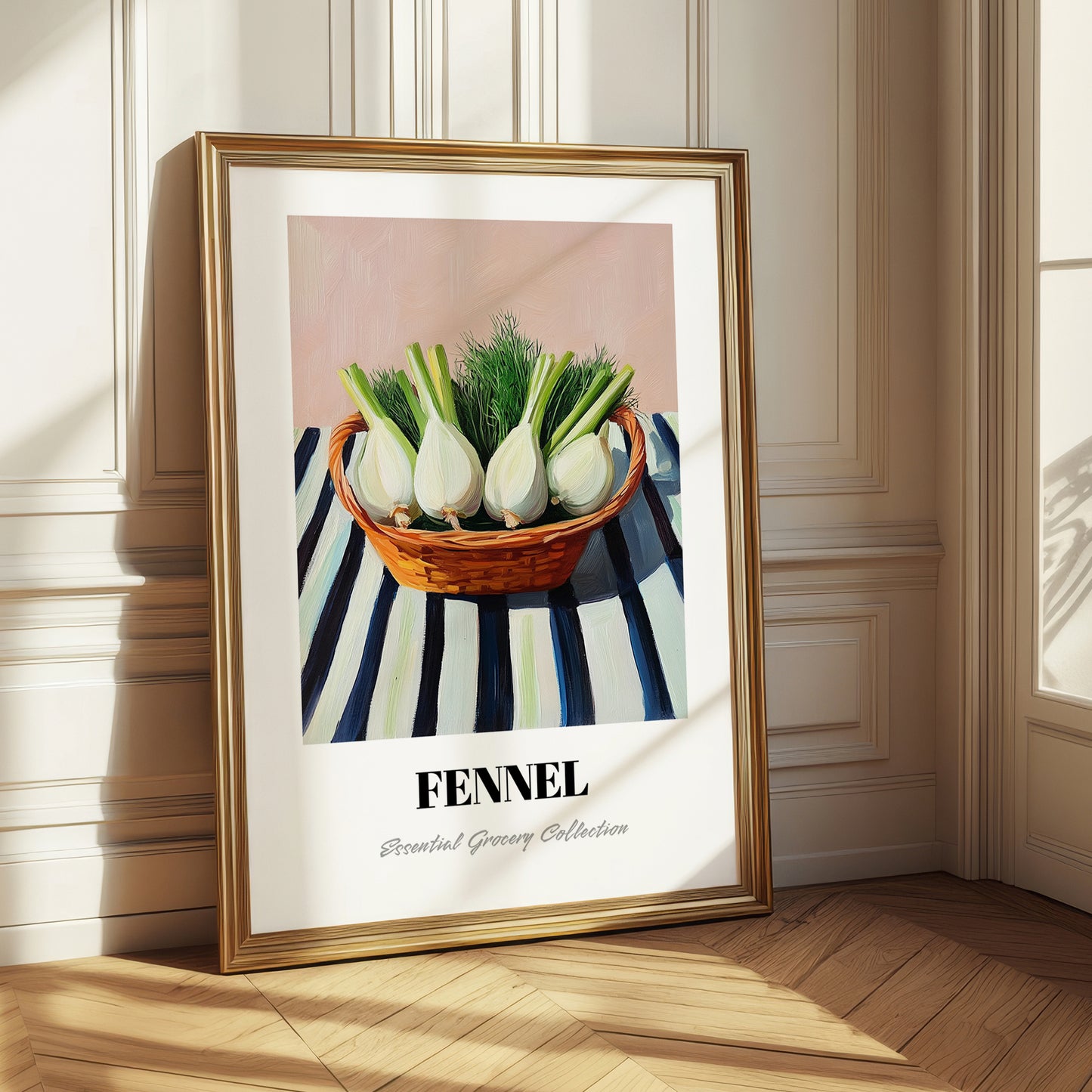Fennel – on Striped Tablecloth, Vegetable Print