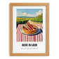 Rhubarb – Valley Café Scene, Vegetable Print, set in oak frame