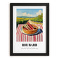 Rhubarb – Valley Café Scene, Vegetable Print, in sleek black frame