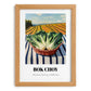 Bok Choy – Green Valley Landscape, Vegetable Illustration, set in oak frame