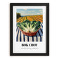 Bok Choy – Green Valley Landscape, Vegetable Illustration, in sleek black frame