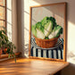 Chinese Cabbage – on Striped Tablecloth, Vegetable Print, clean layout with no caption